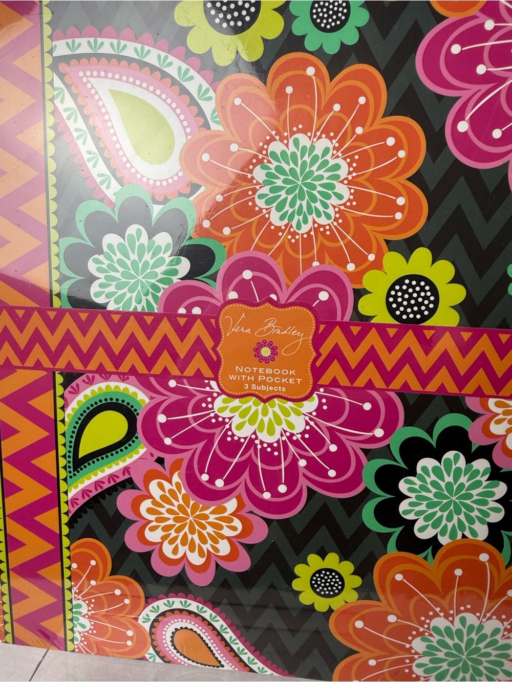 NWT Vera Bradley Ziggy Zinnia 3-Subject Large Notebook New - Picture 2 of 4